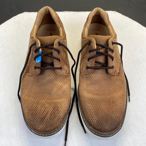 258460 MCGUFFEY MENS SHOE Size 10 M TAN OILED LEATHER JOHNSTON&MURPHY GOLF SHOE - Picture 2 of 13